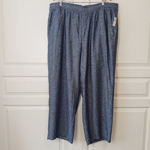 Old Navy Women's Chambray Blue High-Rise Linen Blend Wide Leg Pants Size XXL - Picture 1 of 13